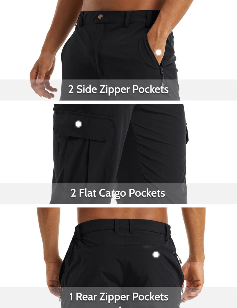 MAGCOMSEN Workout Shorts Men with Pockets Cargo Shorts Basketball Shorts Fishing Long Shorts Sweat Shorts Hiking Pants Mens 3/4 Capri Pants Black - Image 4